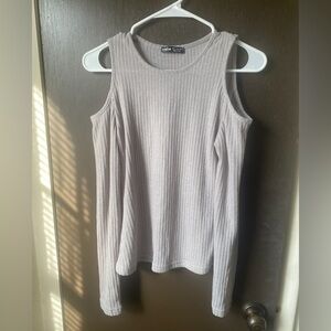 SHEIN Unity Cold Shoulder Rib-knit Fitted Tee